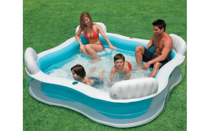 Бассейн семейный с сидениями и спинками 229х229х66см Intex 56475 Бассейн семейный с сидениями и спинками 229х229х66см Intex 56475